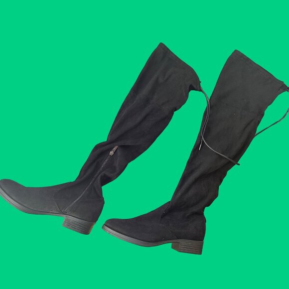 Circus sam Edelman 8 solid black knee high boots zipper pull on soft - Picture 1 of 8